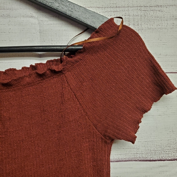 Mind Code Women's Bodycon Off-the-Shoulder Lettuce Edge Ribbed Dress - Picture 9 of 12